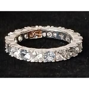 Suzy Levian Sterling Silver Aqua Blue & White CZ Eternity Band Ring Size 5